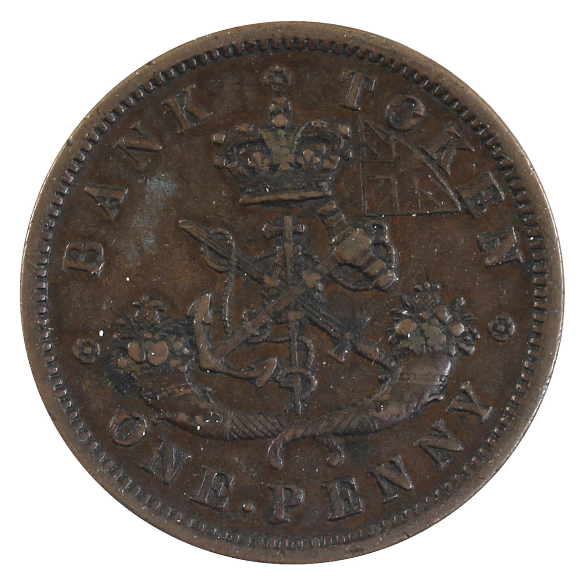 PC-6D 1857 Province of Canada, Bank of Upper Canada Penny Token Extra Fine (EF40)