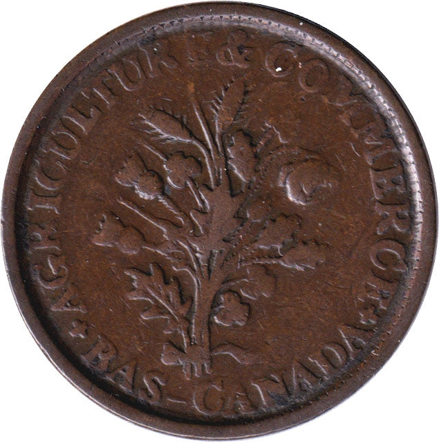 LC-23c Lower Canada Agriculture & Commerce, Montreal, Un Sou, Bank Token, Fine (F-12)