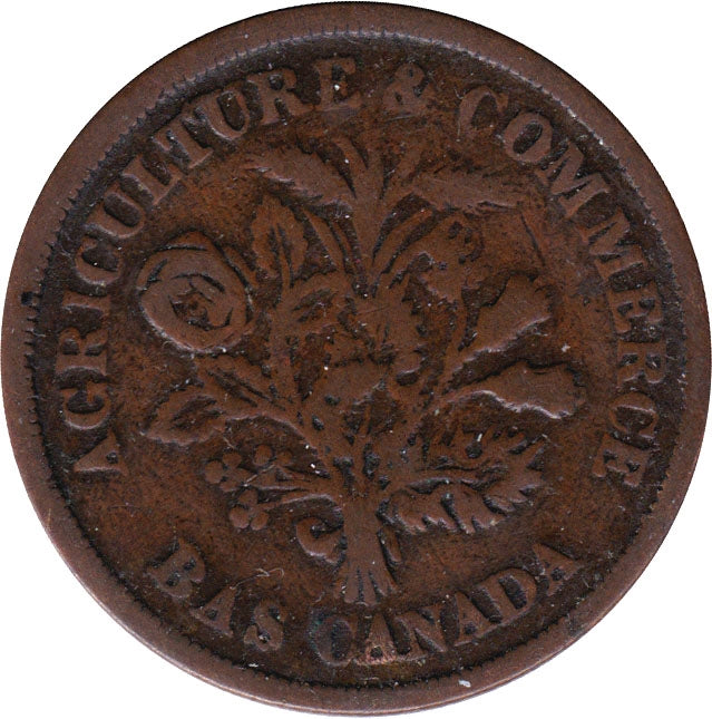 LC-5A1 No Date (1838) Lower Canada, Banque du Peuple Montreal Un Sou Very Good (VG-8)