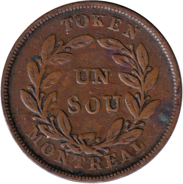 LC-27A1 No Date Lower Canada Un Sou, Agriculture & Commerce Bank Token Very Fine (VF-20)