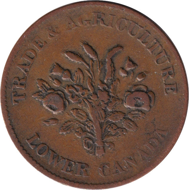LC-2A3 No Date (1835) Lower Canada Un Sou, Trade & Agriculture Bank Token, VF-EF (VF30)