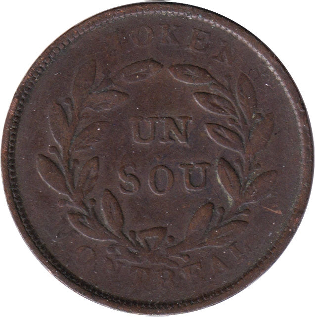 LC-27A1 No Date Lower Canada Un Sou, Agriculture & Commerce Bank Token, Fine (F-12)