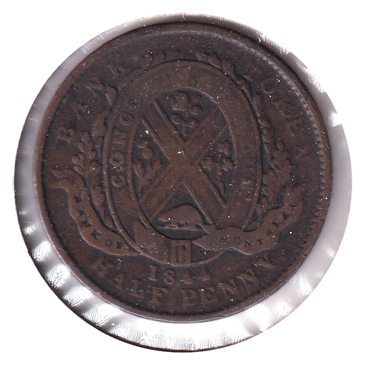 PC-1B3 1844 Province of Canada Bank of Montreal 1/2 Penny Token G-VG (G6)