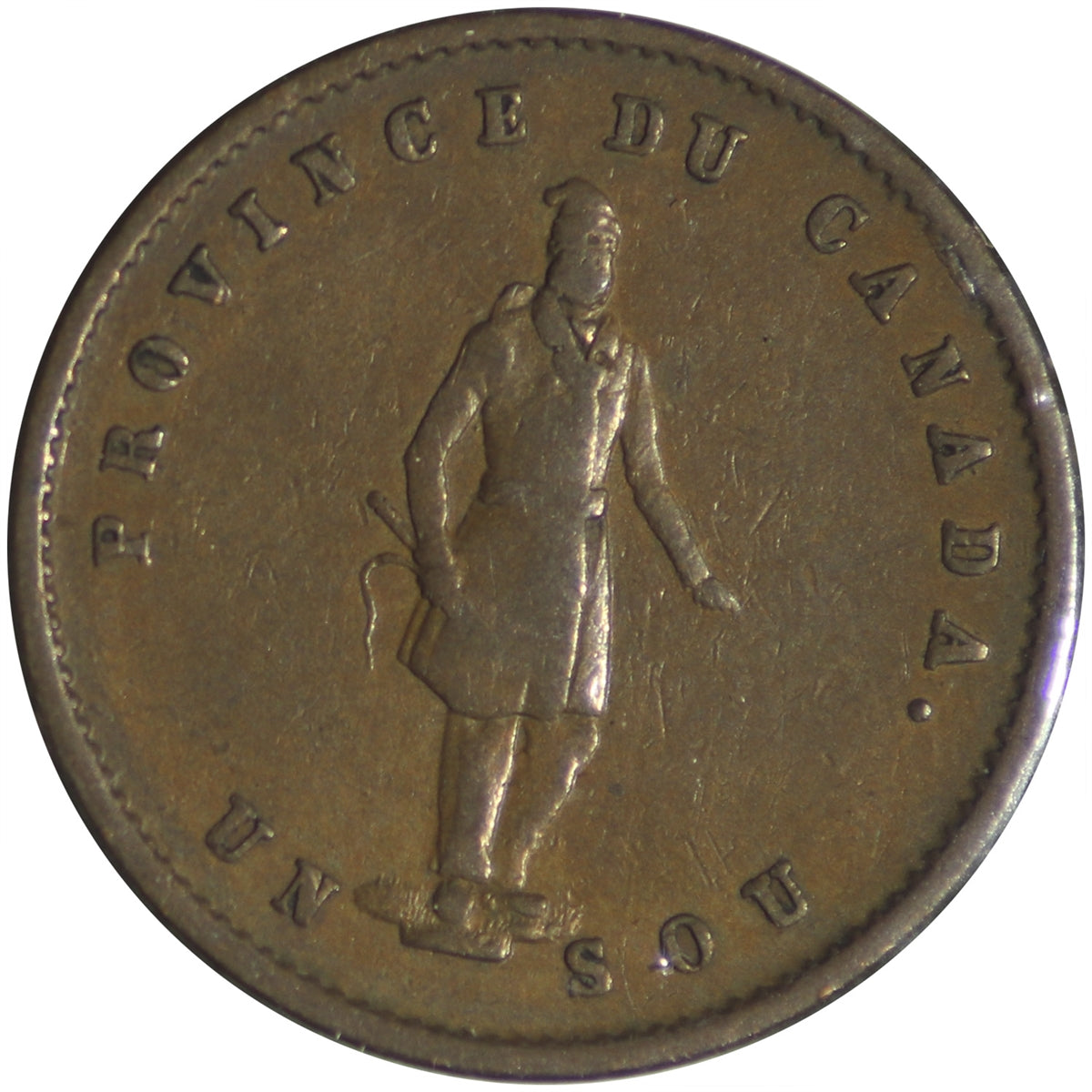 PC-3 1852 Province of Canada Quebec Bank Half Penny Bank Token Fine (F12)