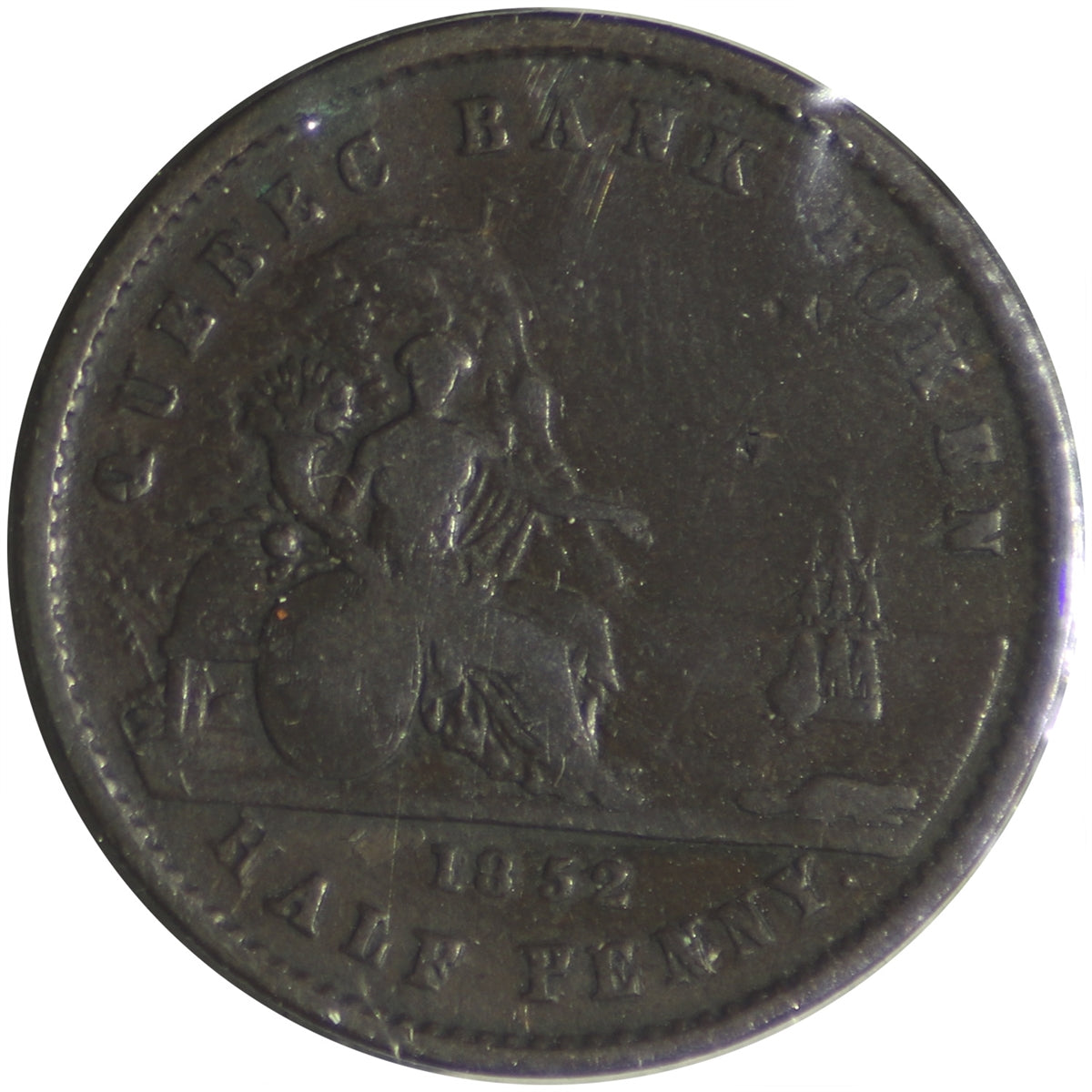 PC-3 1852 Province of Canada Quebec Bank Half Penny Token VG-F (VG10)