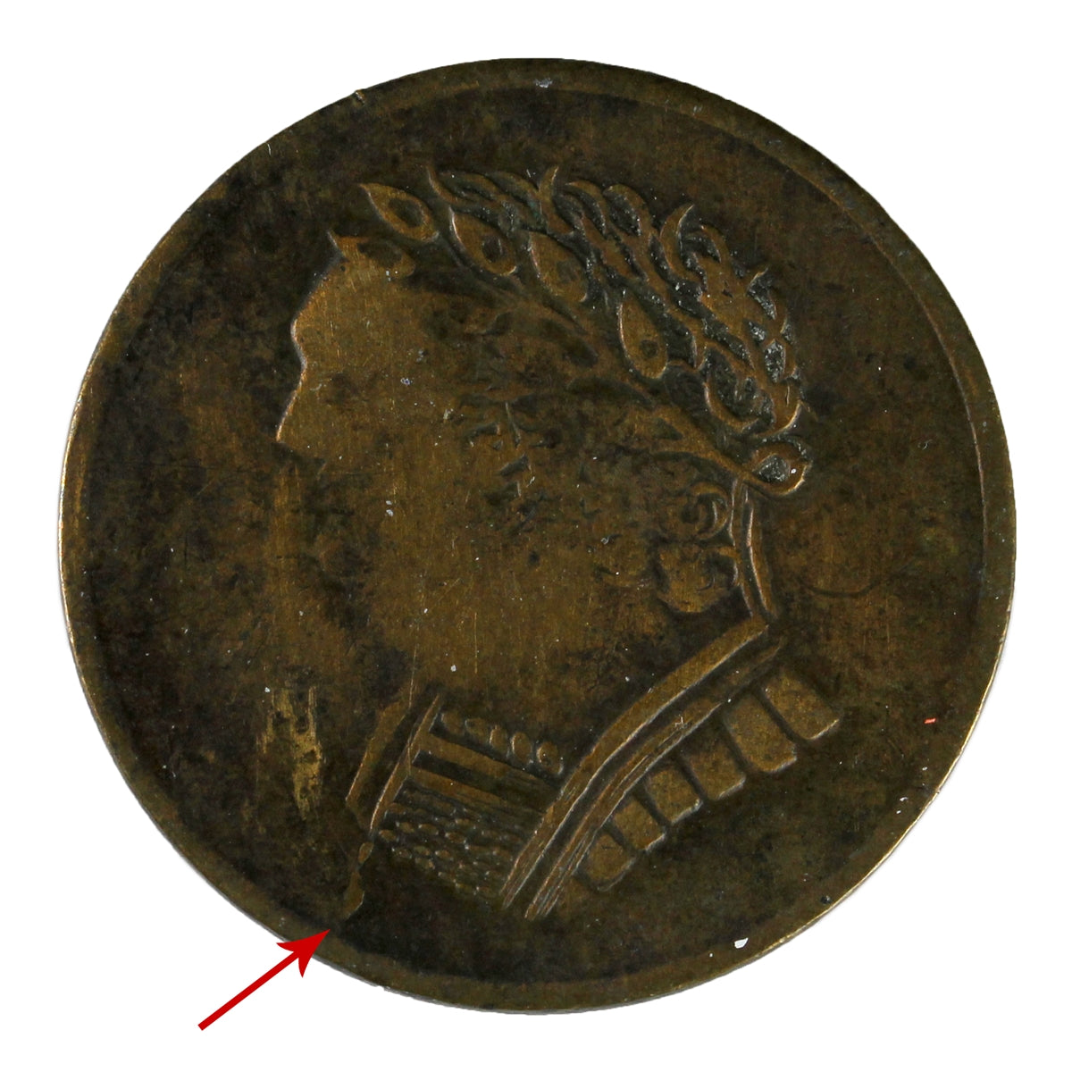 LC-60-14 1820 Lower Canada Bust & Harp Die Break Below Cuirass Token Extra Fine (EF40) $