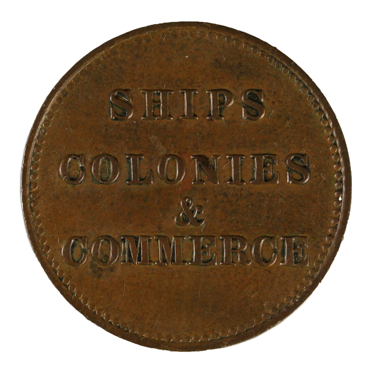 PE-10-39 1835 PEI Ships & Colonies Line to Sprit-Sail Token EF-AU (EF45) $