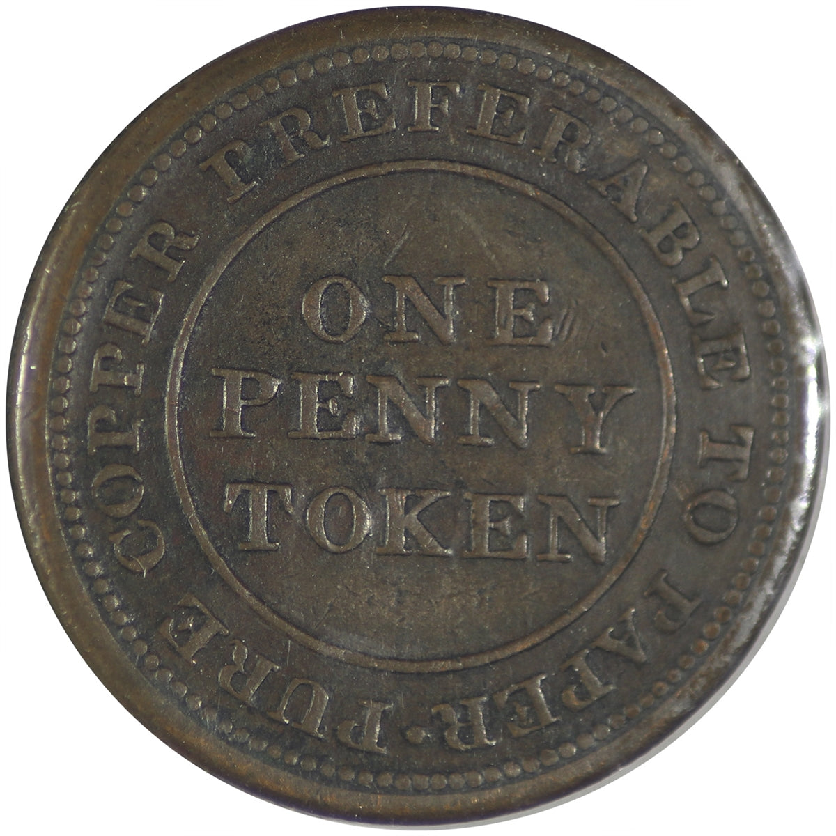 NS-20A1 1813 Nova Scotia Trade & Navigation Penny Token VF-EF (VF30)