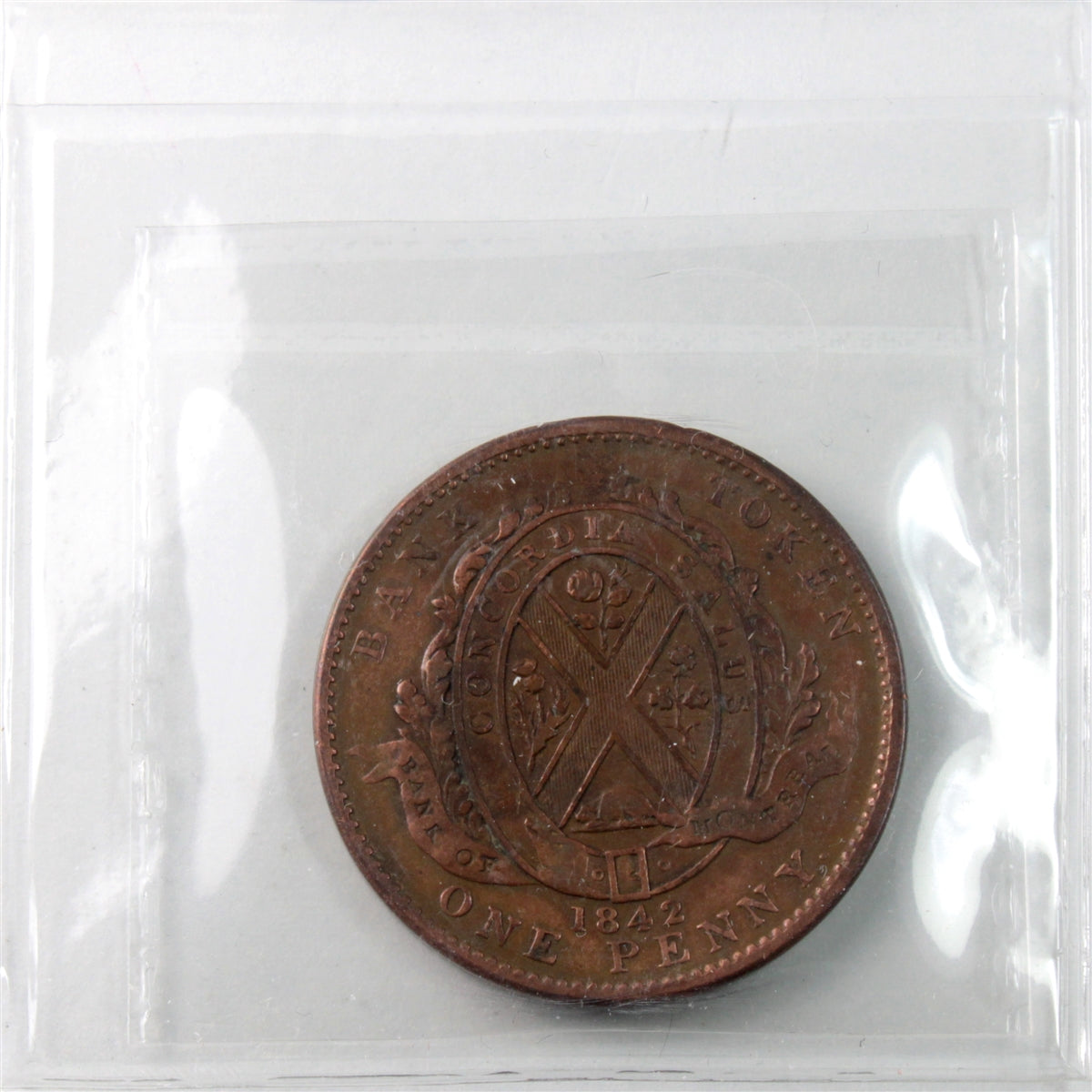 PC-2B 1842 Province of Canada Bank of Montreal Penny Token ICCS Certified VF30 BR# 526