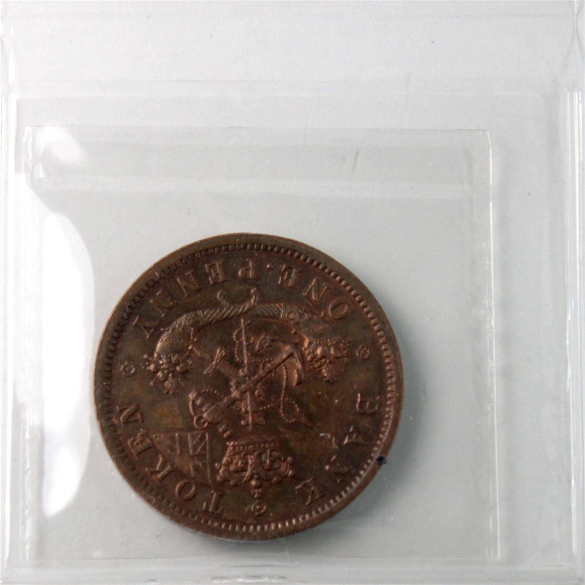 PC-6D 1857 Province of Canada, Bank of Upper Canada Penny Token ICCS Certified AU50