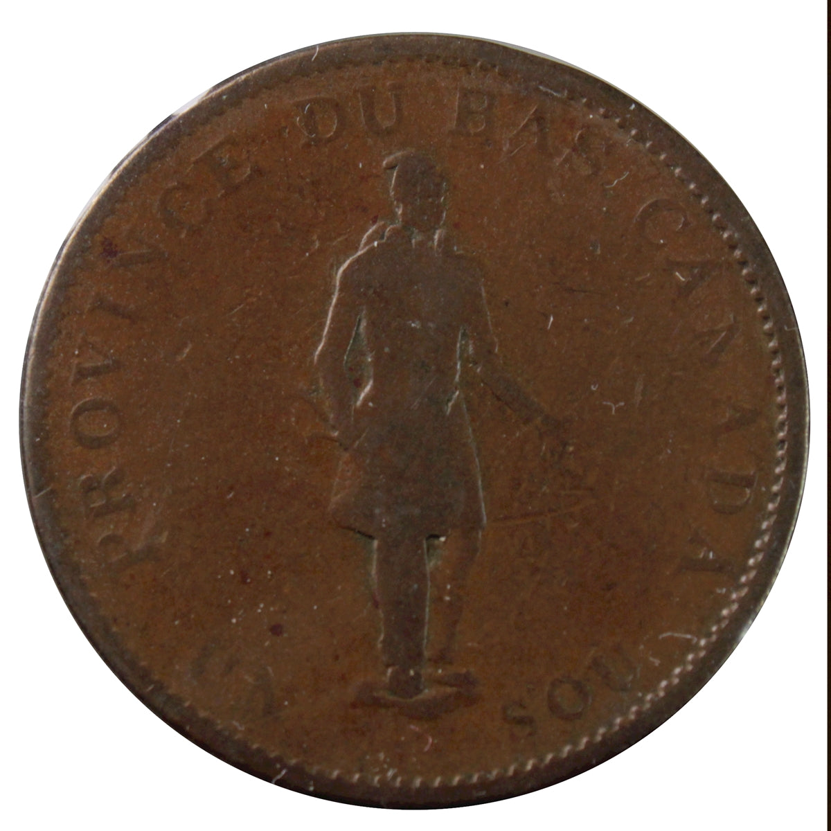 LC-8A1 1837 Lower Canada City Bank Half Penny Token G-VG (G6)