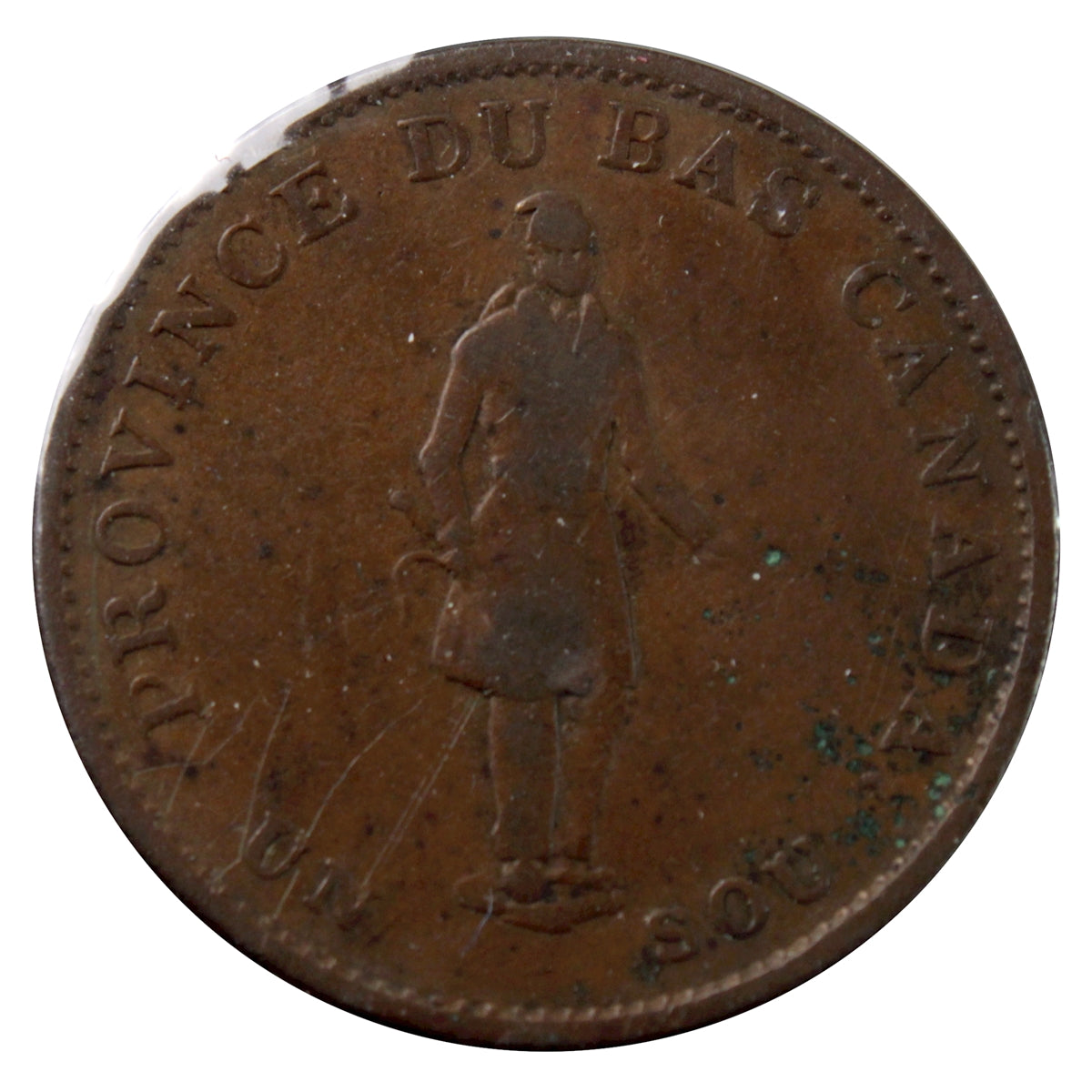 LC-8A2 1837 Lower Canada City Bank Half Penny Token VG-F (VG10)