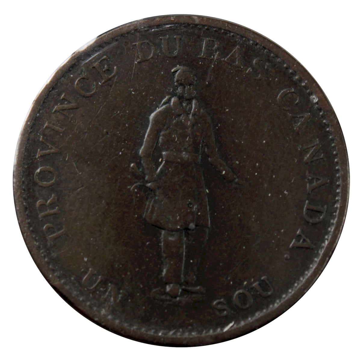 LC-8B1 1837 Lower Canada Quebec Bank Half Penny Token Very Good (VG8)