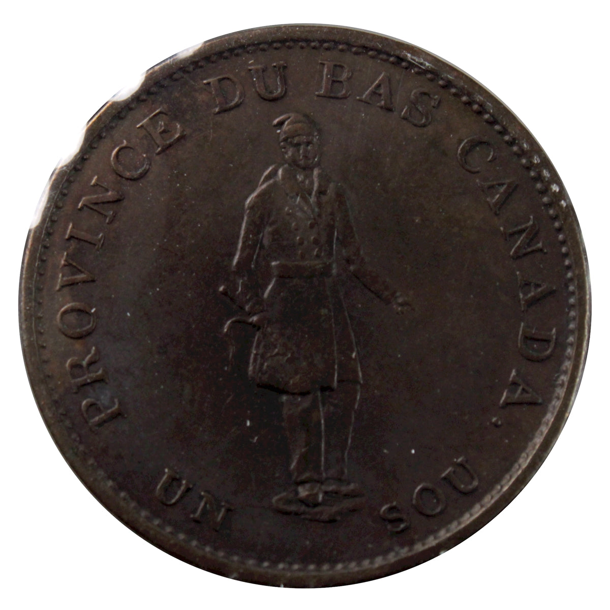 LC-8B1 1837 Lower Canada Quebec Bank Half Penny Token Extra Fine (EF40)