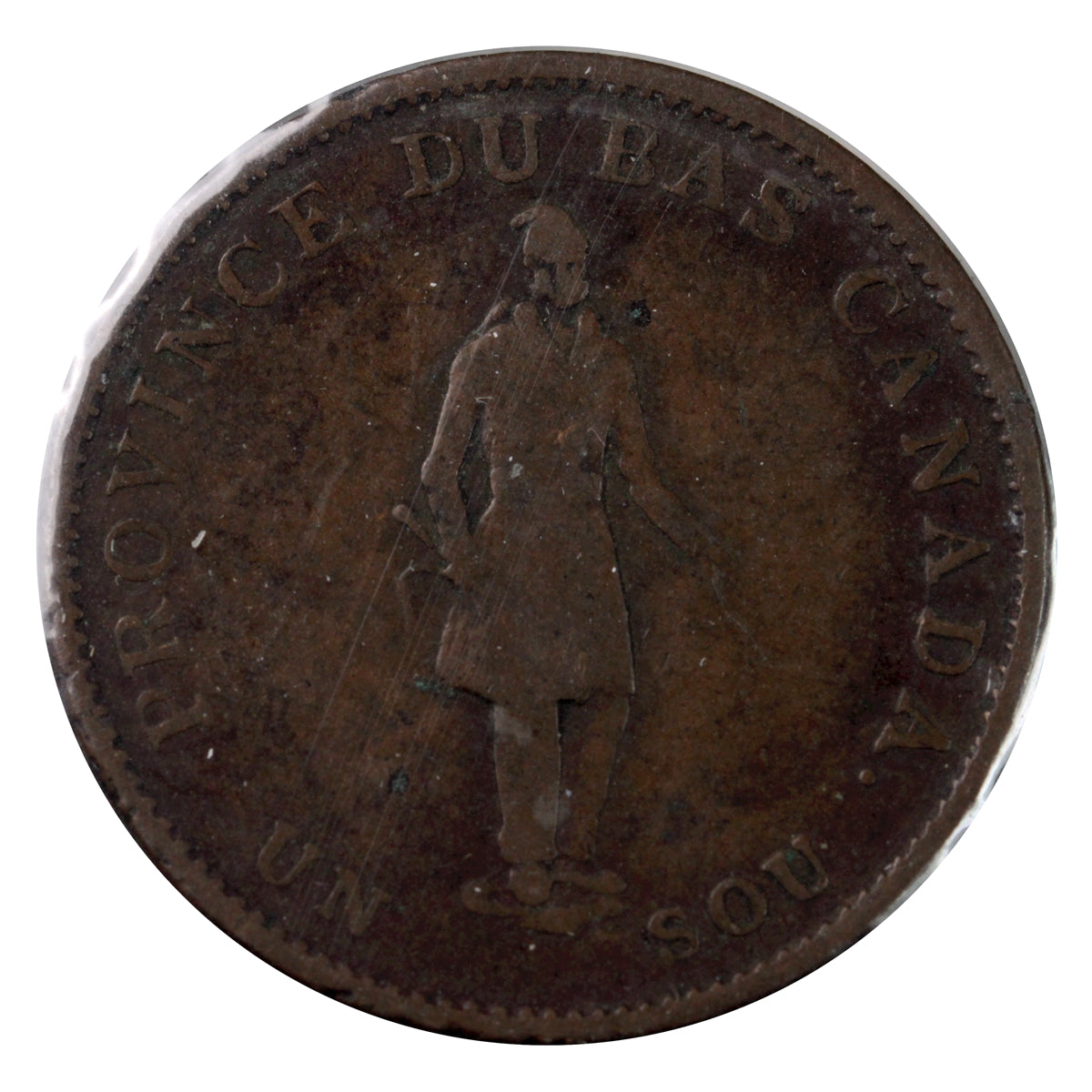 LC-8B2 1837 Lower Canada Quebec Bank Half Penny Token G-VG (G6)