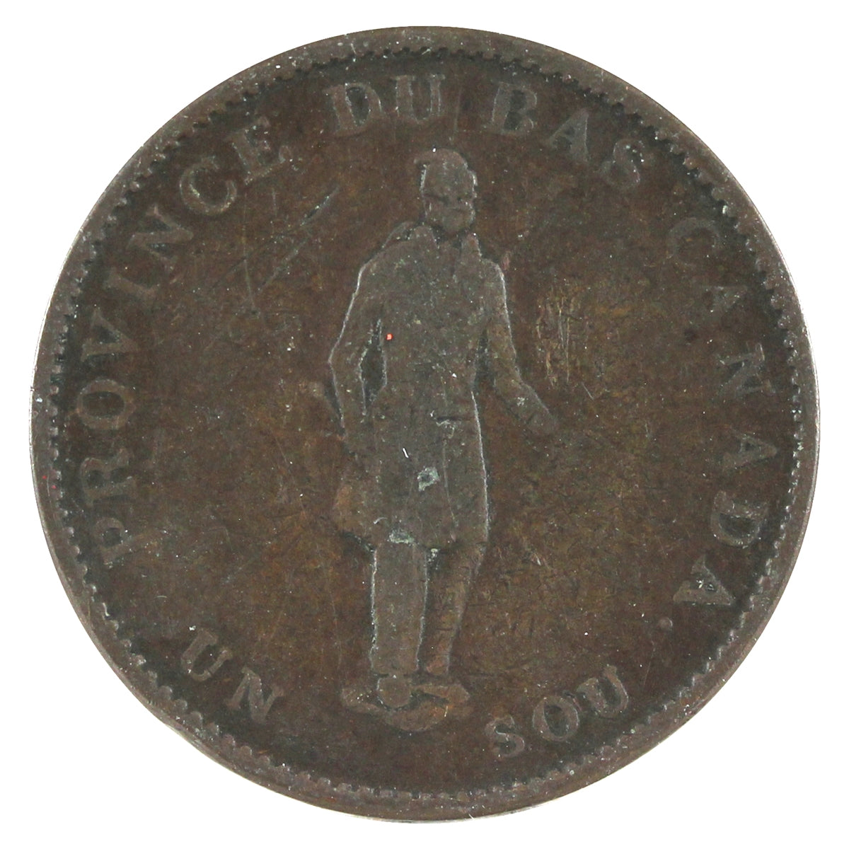 LC-8C1 1837 Lower Canada Bank du Peuple Half Penny Token G-VG (G6)