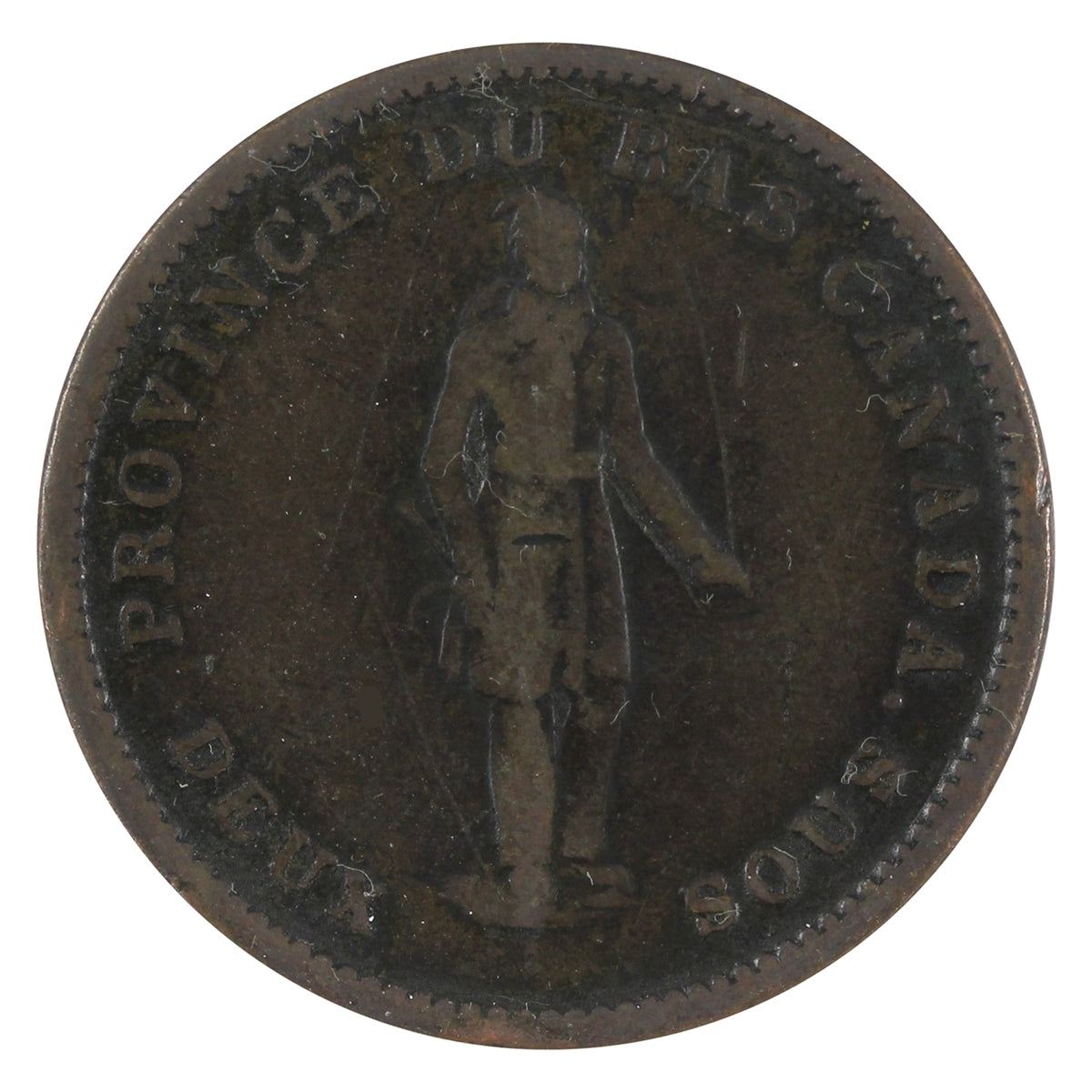 LC-9B4 1837 Lower Canada Quebec Bank One Penny Token Fine (F12)