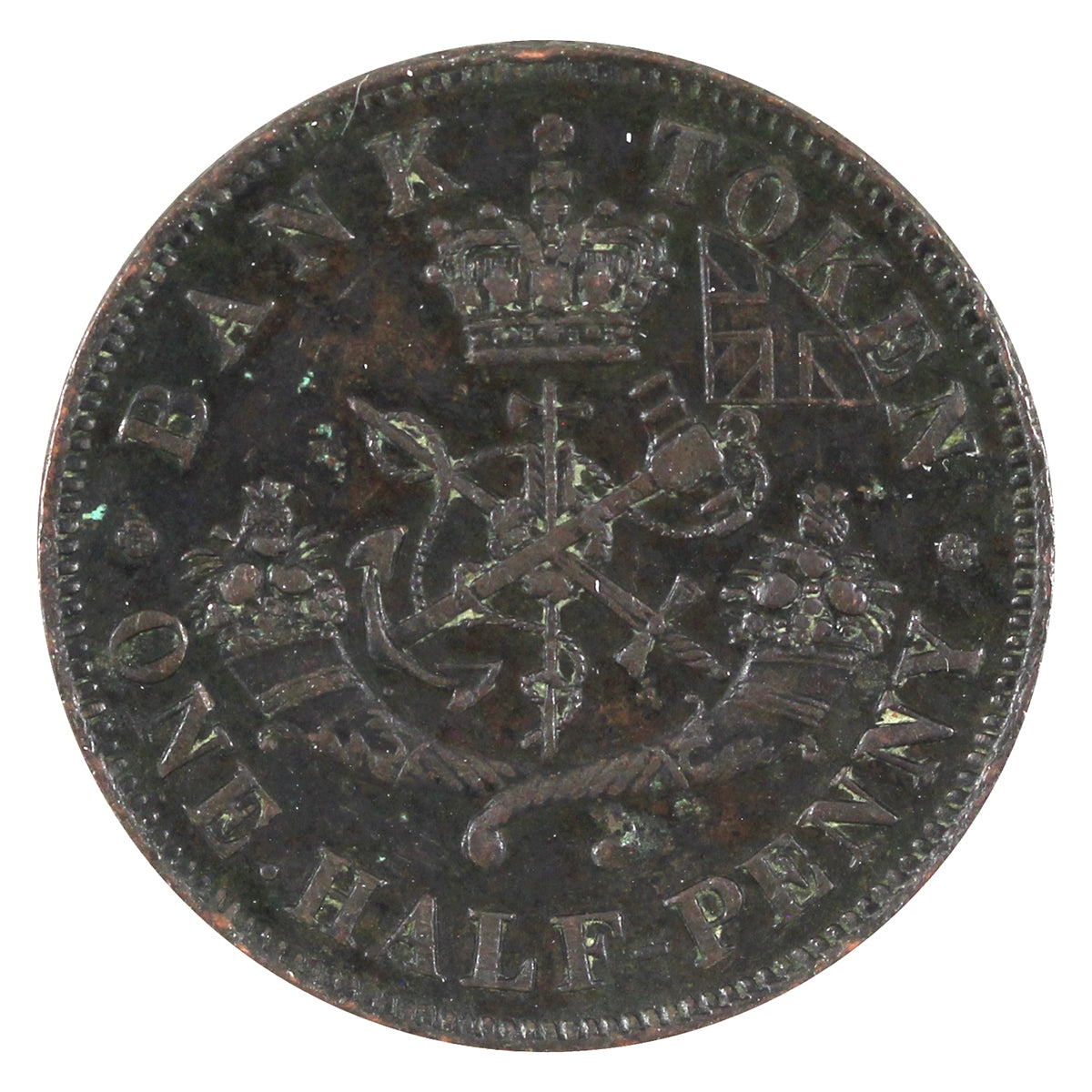 PC-5D 1857 Province of Canada, Bank of Upper Canada Half Penny Token EF-AU (EF45)