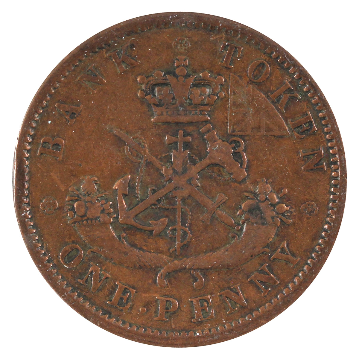 PC-6B4 1852 Province of Canada, Bank of Upper Canada Penny Token F-VF (F15)