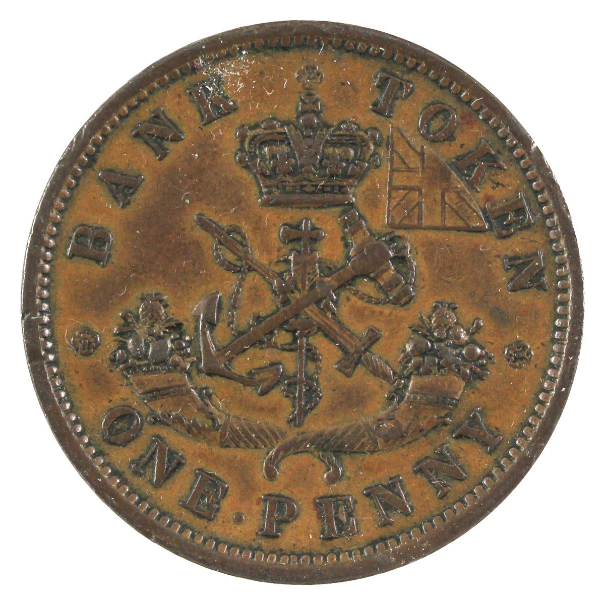 PC-6C1 1854 Province of Canada, Bank of Upper Canada Penny Token EF-AU (EF45)