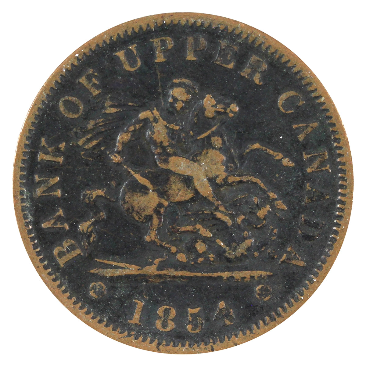 PC-6C2 1854 Province of Canada, Bank of Upper Canada Penny Token VF-EF (VF30)