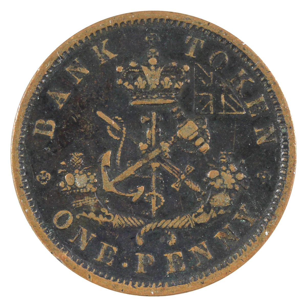 PC-6C2 1854 Province of Canada, Bank of Upper Canada Penny Token VF-EF (VF30)