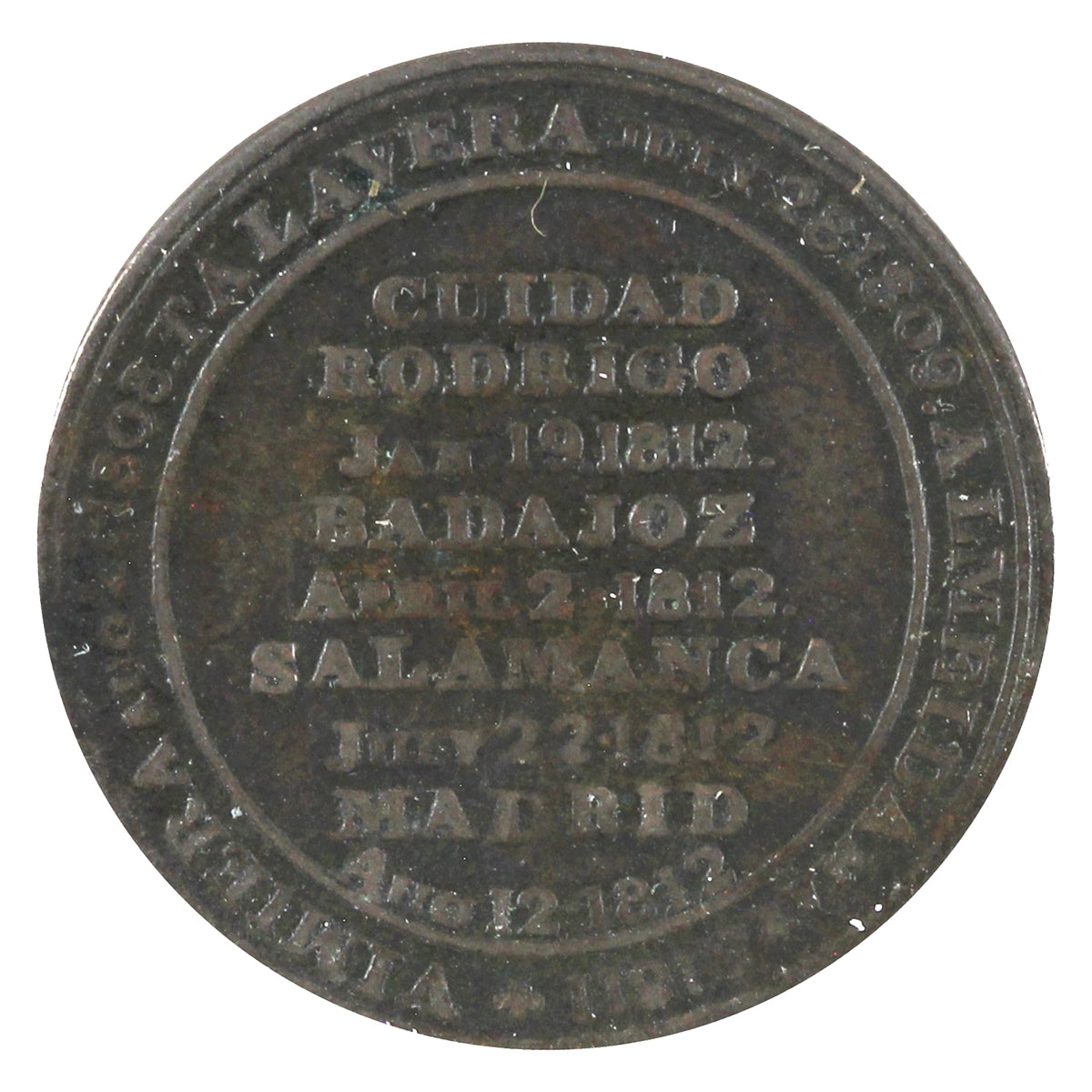 WE-11B8 (1812) Wellington Cuidad Rodrigo, Madrid 8 Leaves Token Very Fine (VF20)
