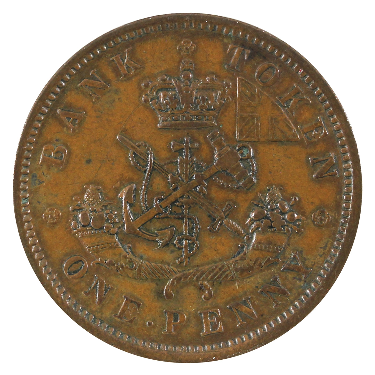 PC-6D 1857 Province of Canada, Bank of Upper Canada Penny Token EF-AU (EF45)