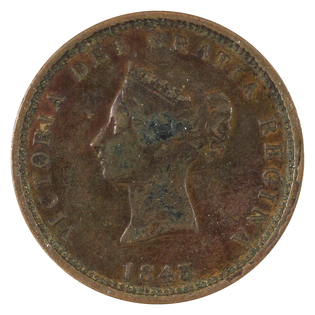 NB-2A 1843 New Brunswick Victoria Dei Gratia Regina Penny Token VF-EF (VF30) $