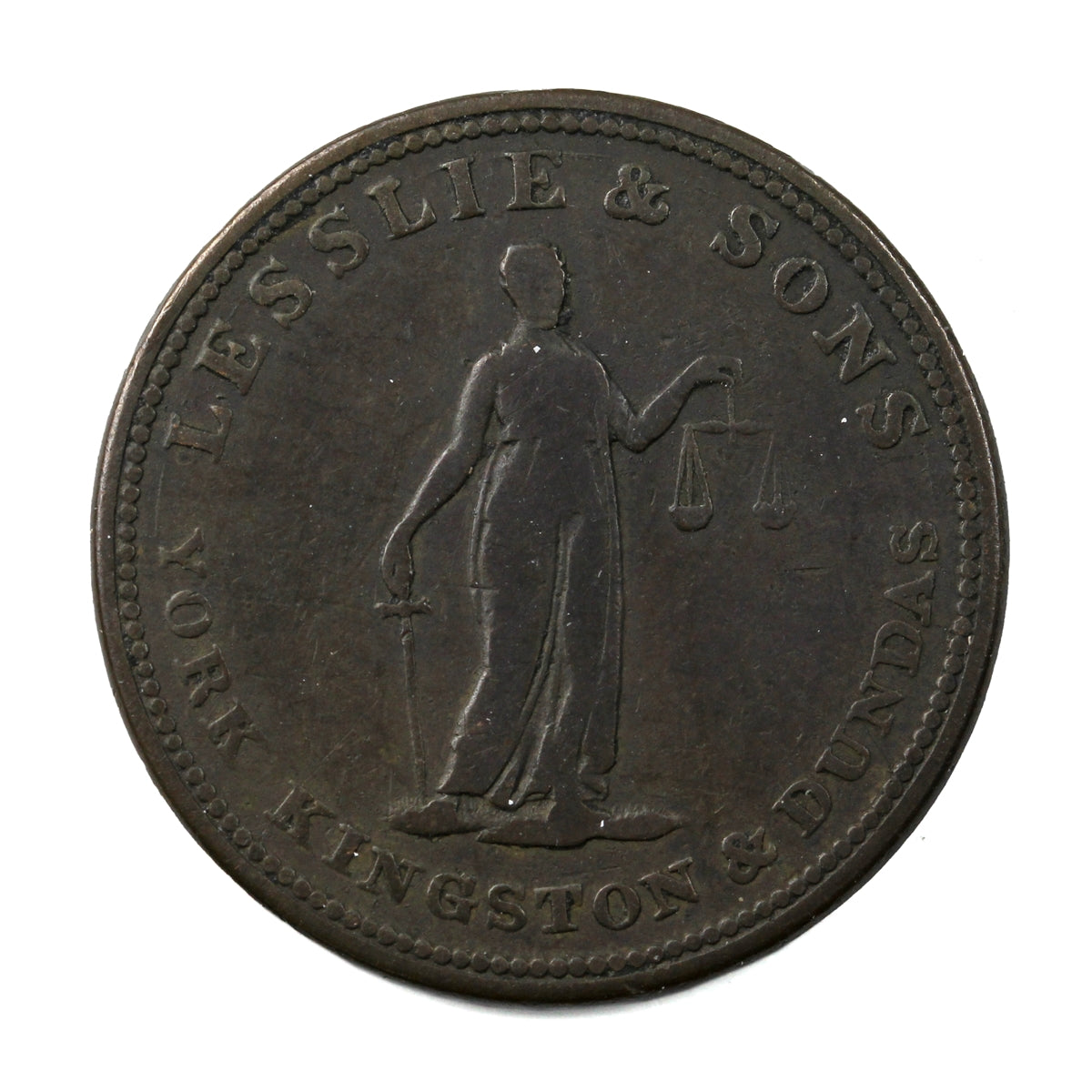 UC-2A1 (1824) Upper Canada Lesslie & Sons Halfpenny Token VG-F (VG10)