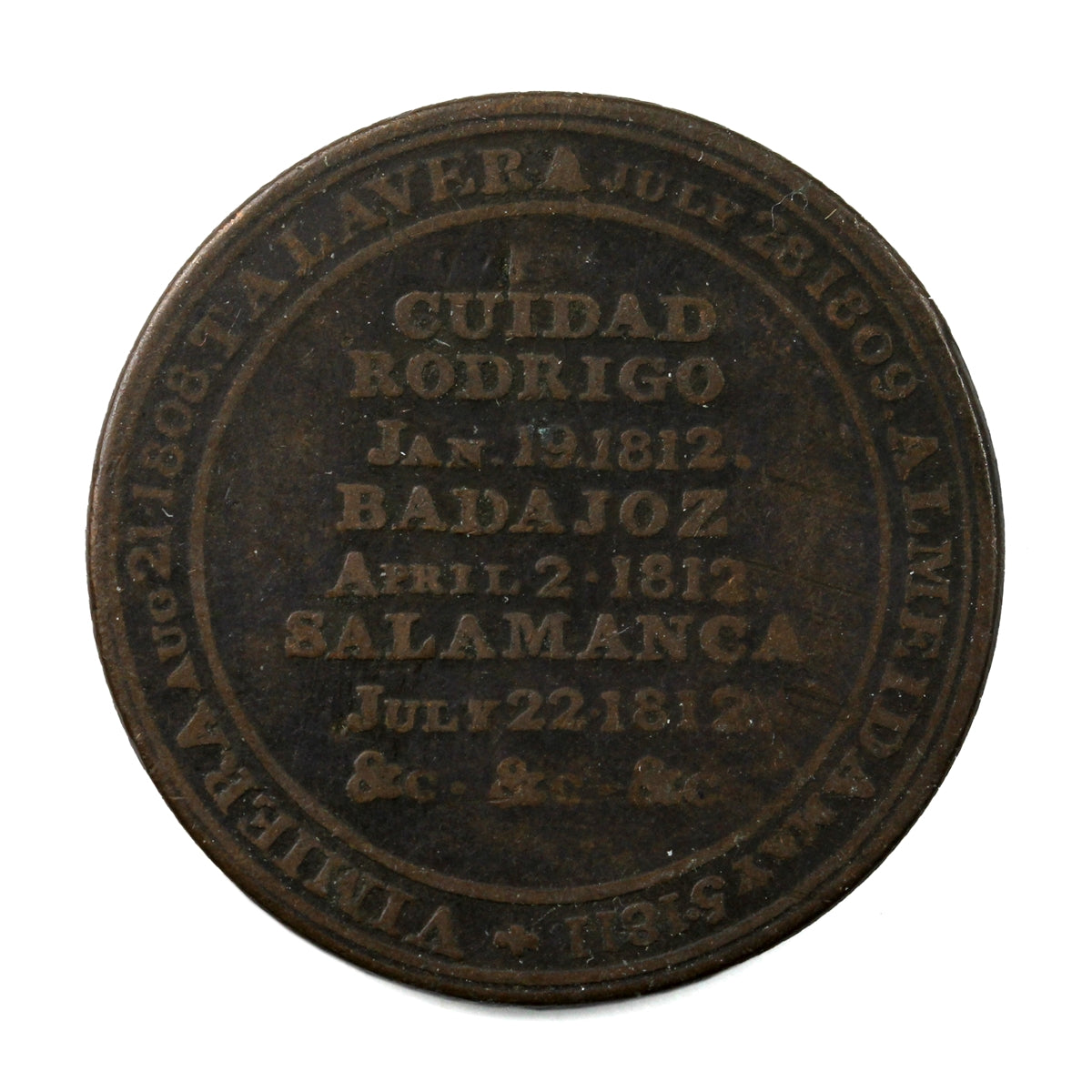 WE-11A3 Wellington Cuidad Rodrigo, Badajoz, Salamanca Halfpenny Token Very Fine (VF20)