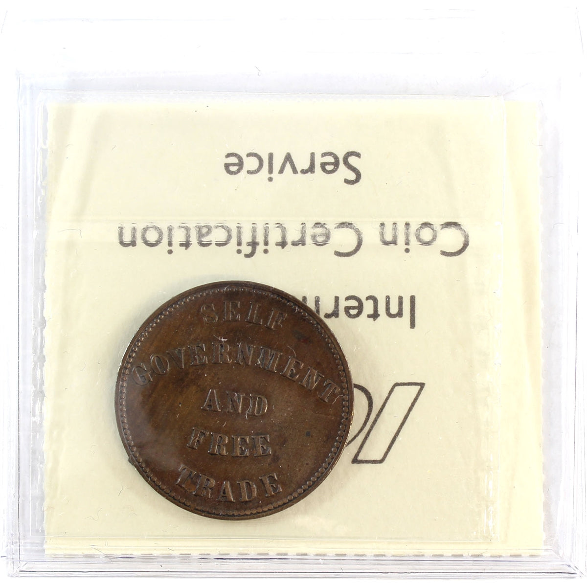 PE-7C1 1857 PEI Self Government & Free Trade Token ICCS Certified VF30 (BR #919)