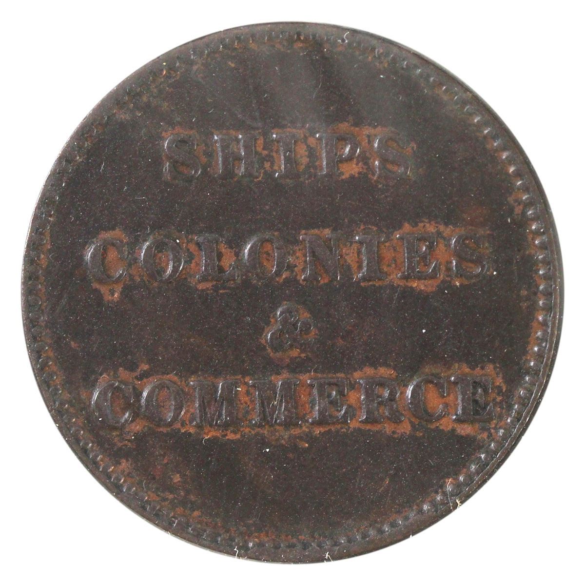 PE-10-27 1835 PEI Ships, Colonies, & Commerce Token, EF-AU (EF45) $