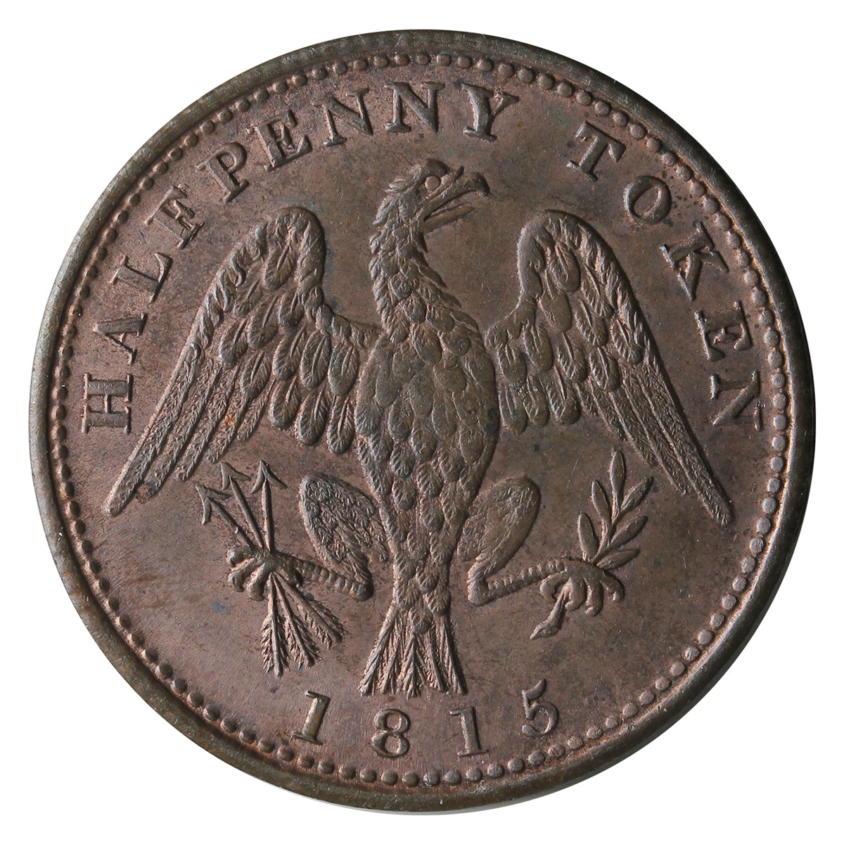 LC-54D2 1815 Lower Canada Spread Eagle Half Penny Token UNC+ (MS62) $