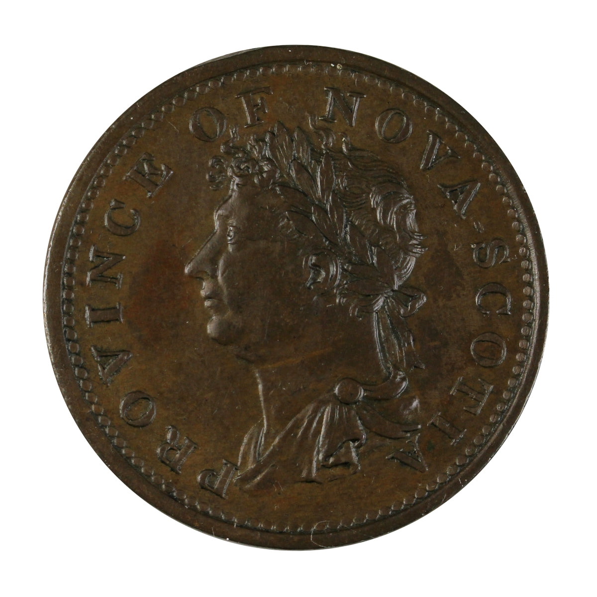 NS-1A4 1823 Nova Scotia 13 Leaves Thistle Half Penny Token EF-AU (EF45) $