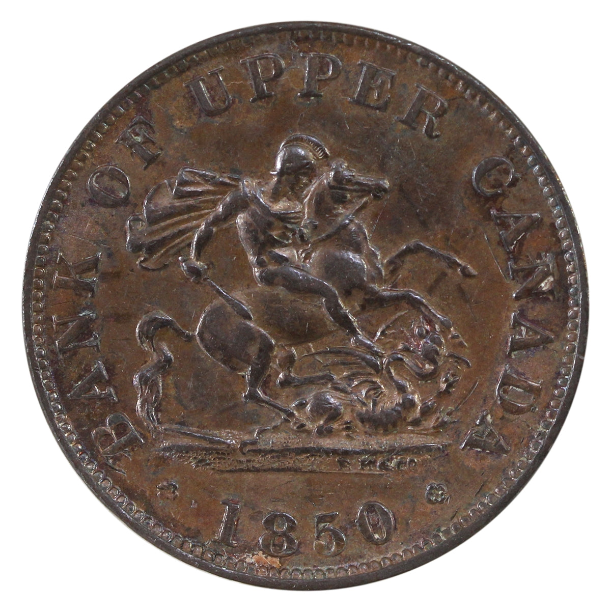 PC-5A 1850 Province of Canada, Bank of Upper Canada Half Penny Token AU-UNC (AU55) $