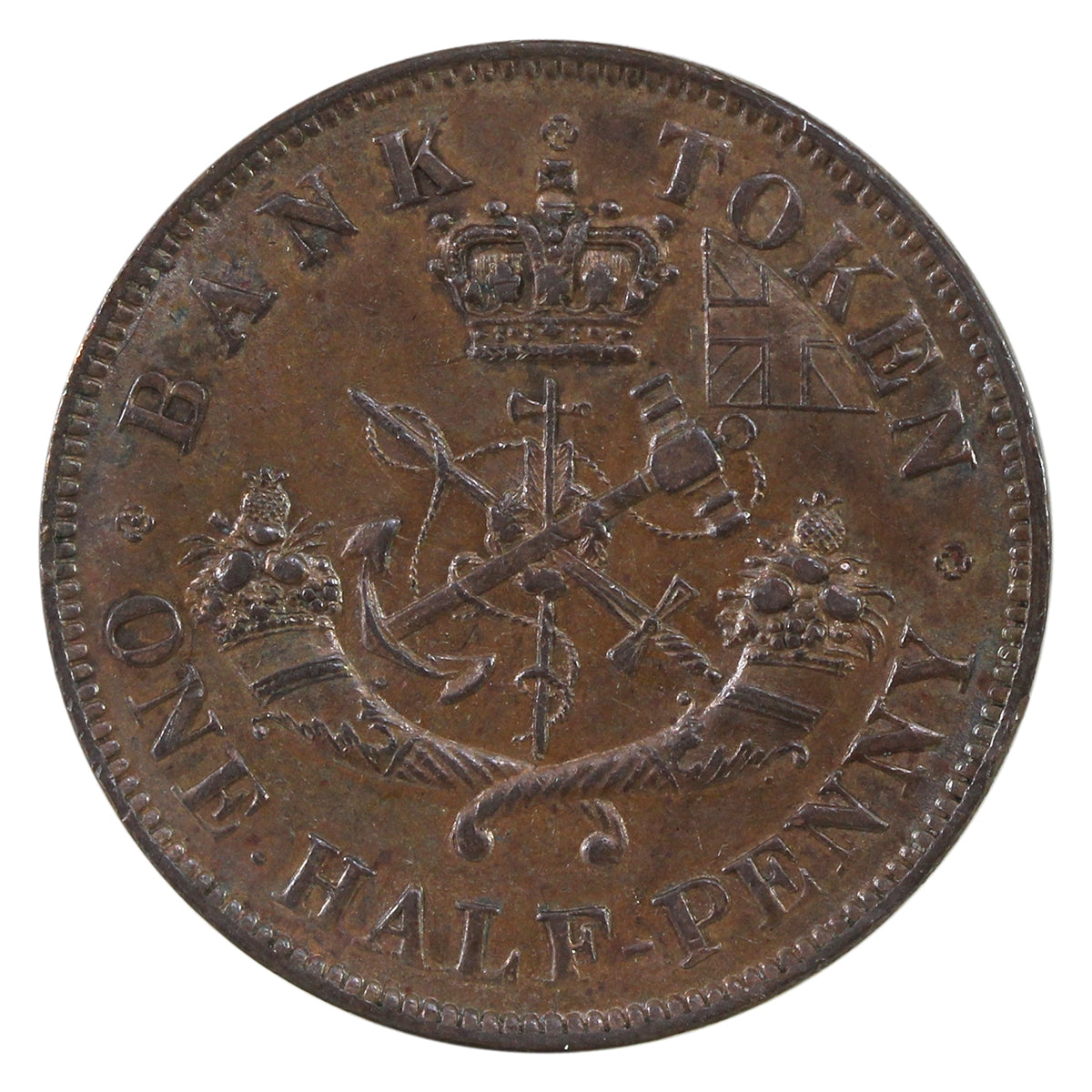 PC-5A 1850 Province of Canada, Bank of Upper Canada Half Penny Token AU-UNC (AU55) $
