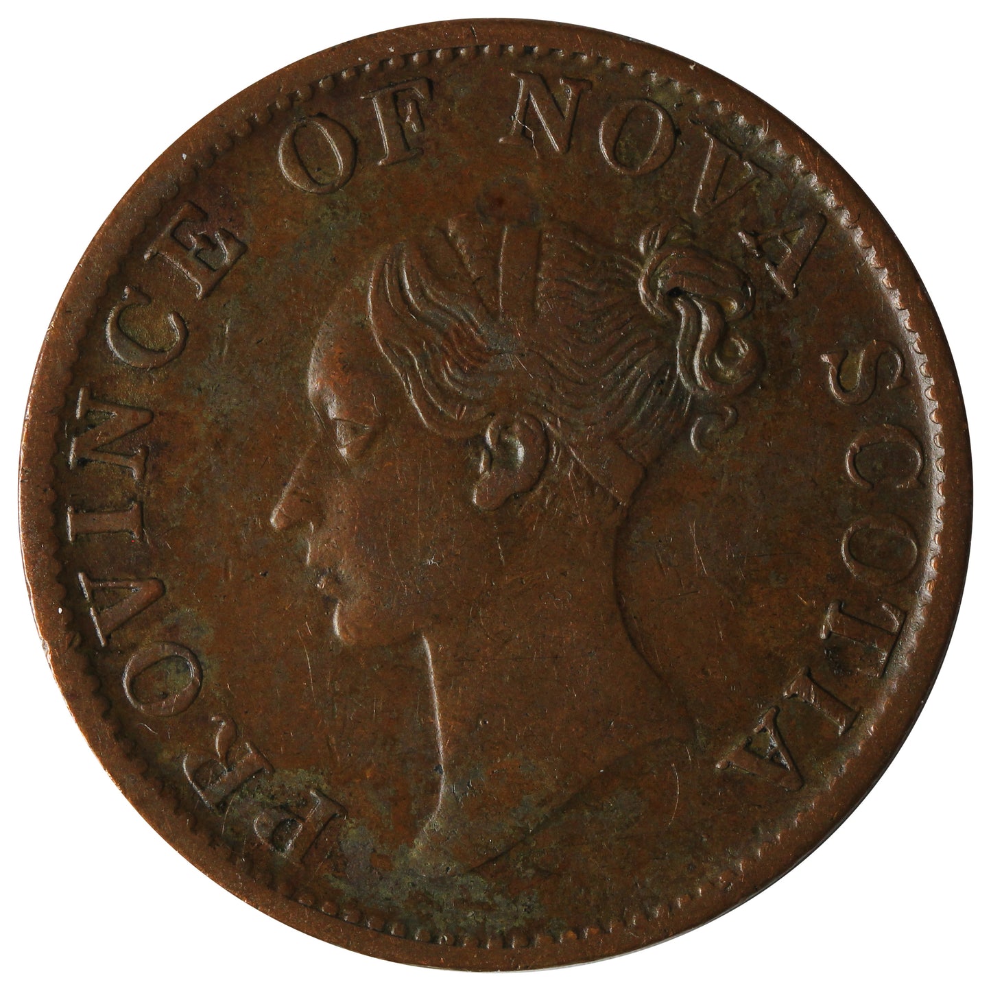 NS-1E2 1840 Nova Scotia Victoria Thistle Half Penny Token EF-AU (EF45) $