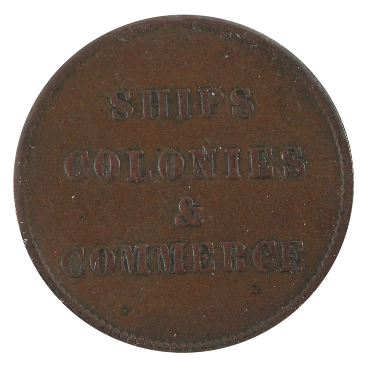 PE-10-7 No Date PEI Ships, Colonies & Commerce Token Very Fine (VF20)