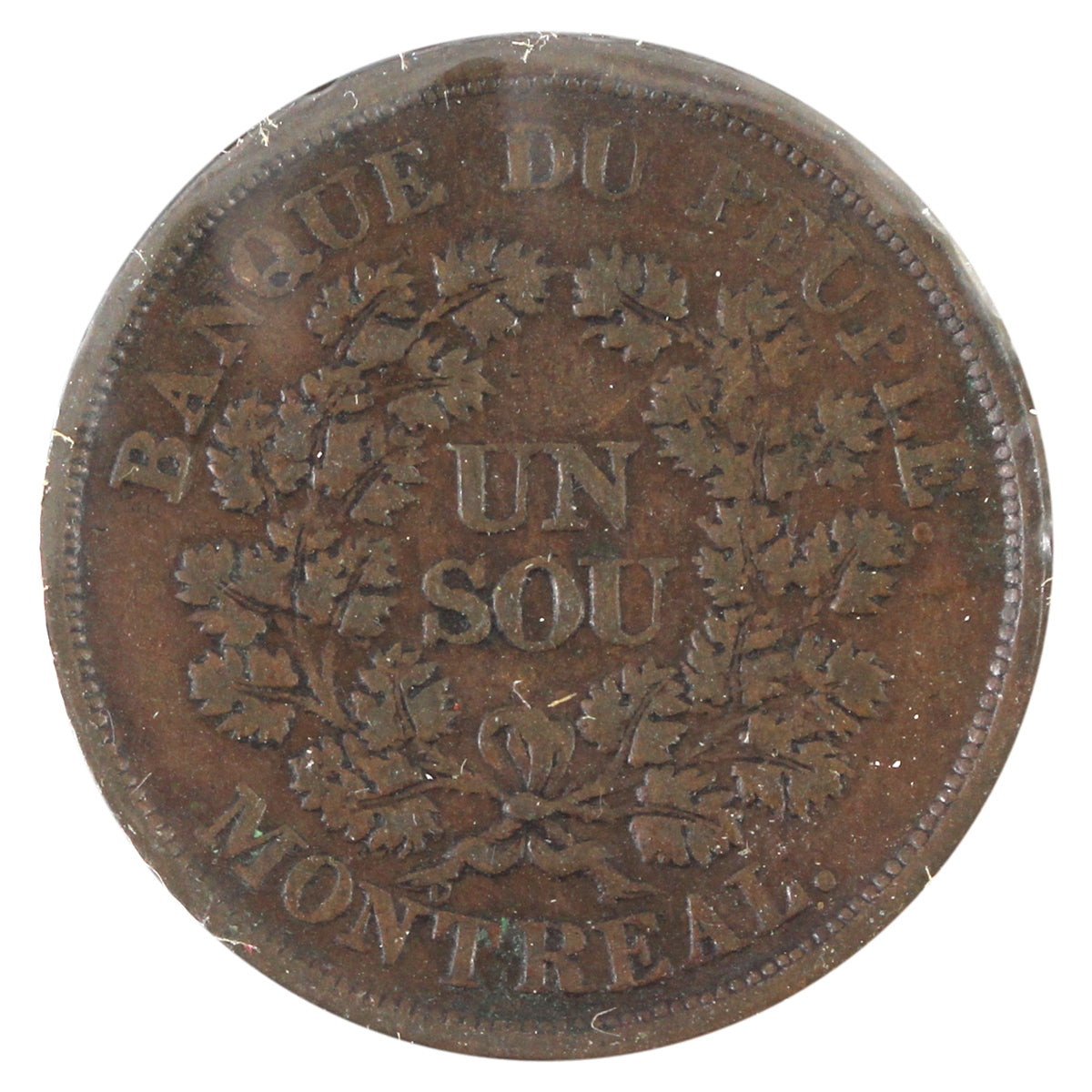 LC-5A5 (1838) Lower Canada, Banque du Peuple, Montreal, Un Sou Token VF-EF (VF30)