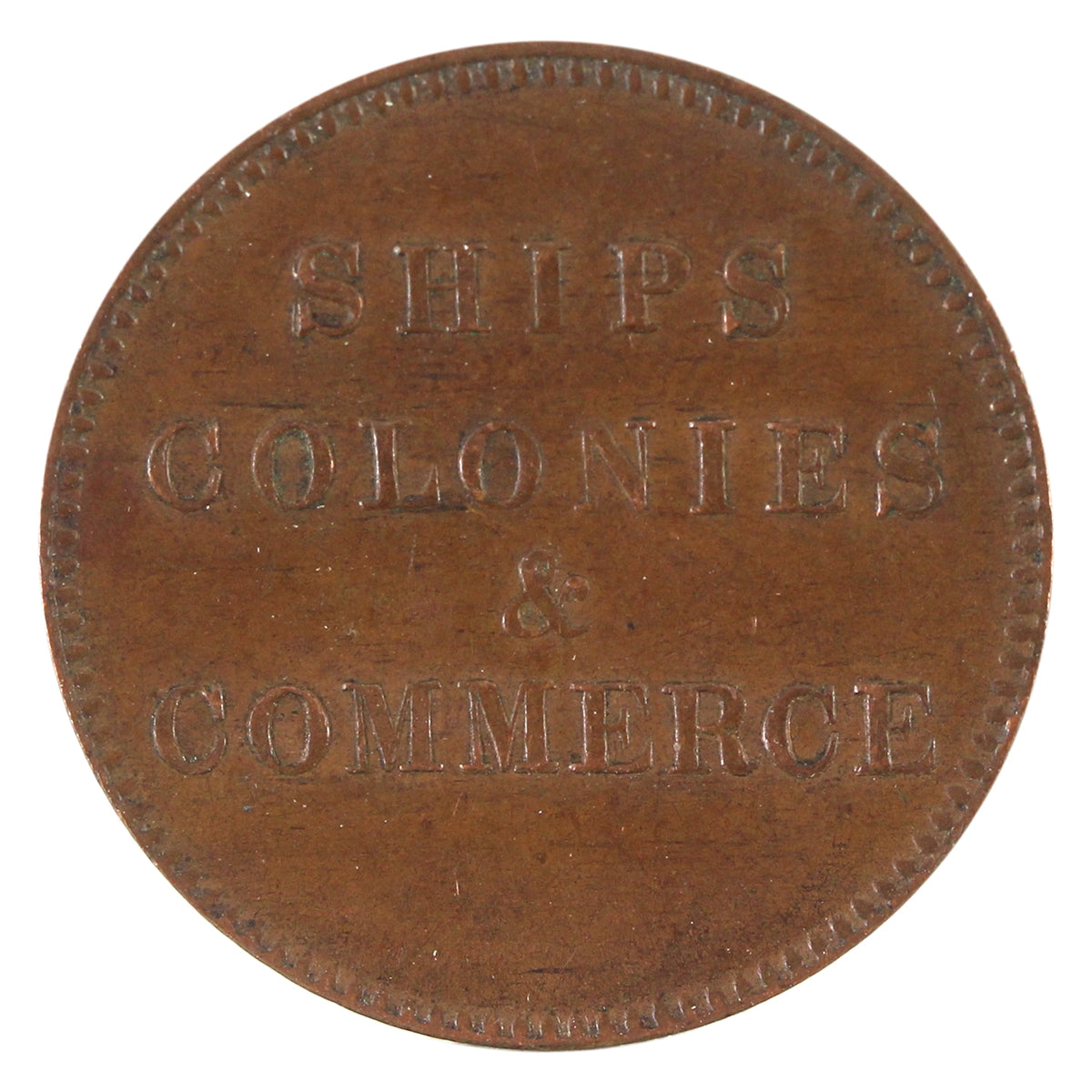 PE-10-31 1835 PEI Ships, Colonies, & Commerce Token, AU-UNC (AU55) $