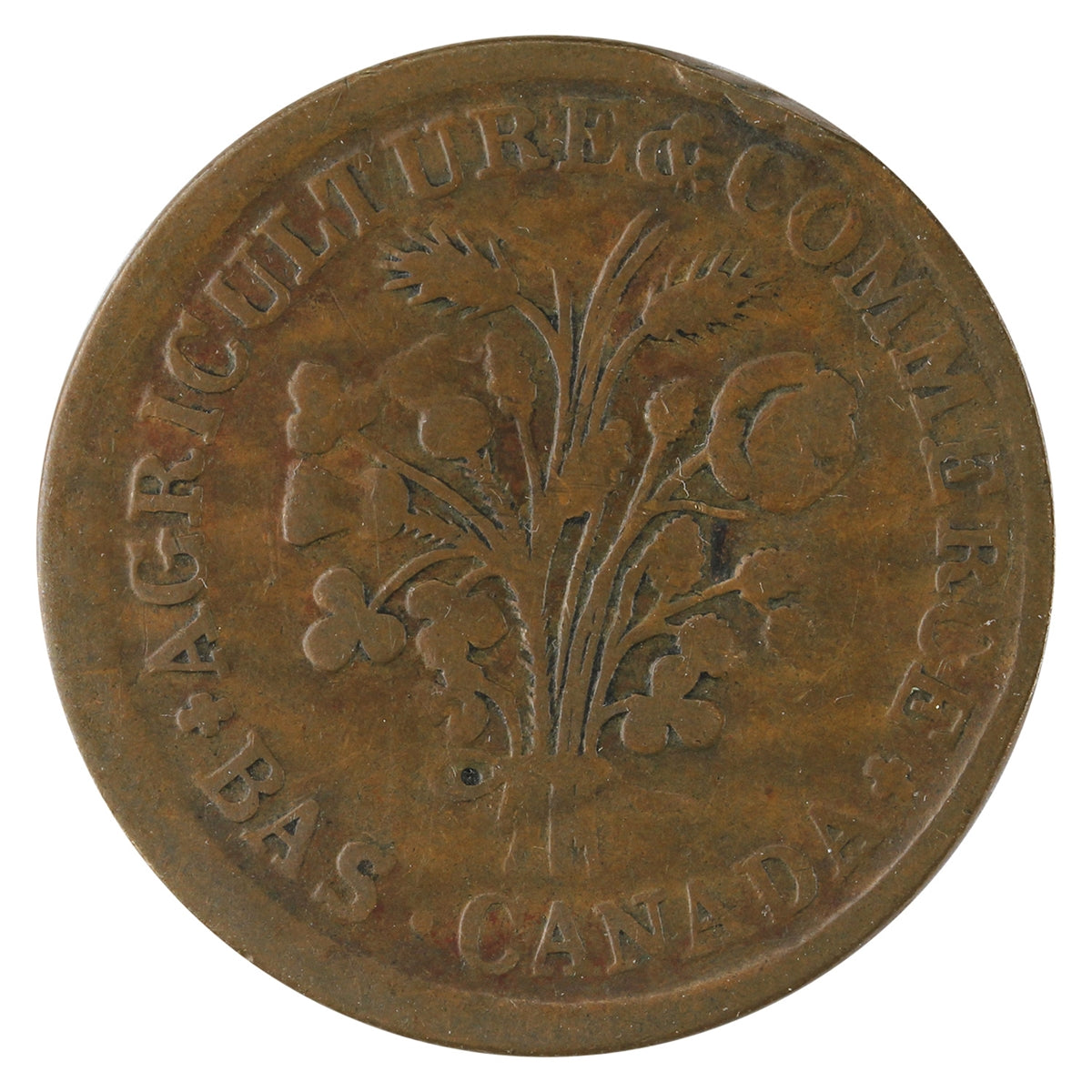 LC-40A1 Lower Canada Montreal Un Sou "Struck off Centre" Token Very Fine (VF20)
