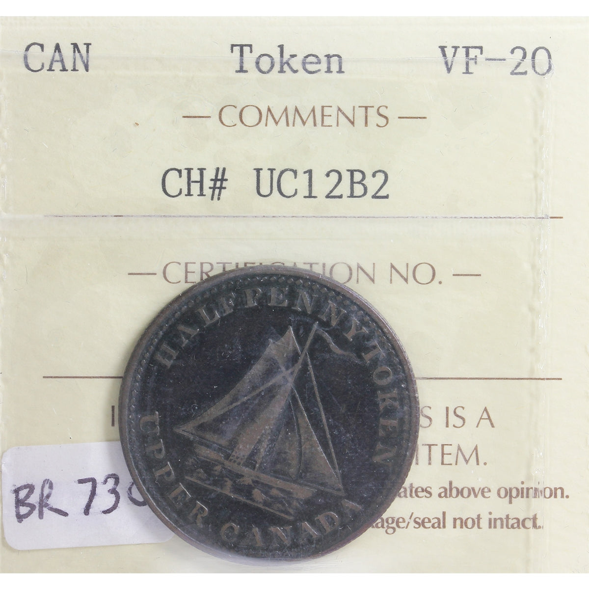 UC-12B2 1833 Upper Canada To Facilitate Trade Half Penny Token ICCS Certified VF20