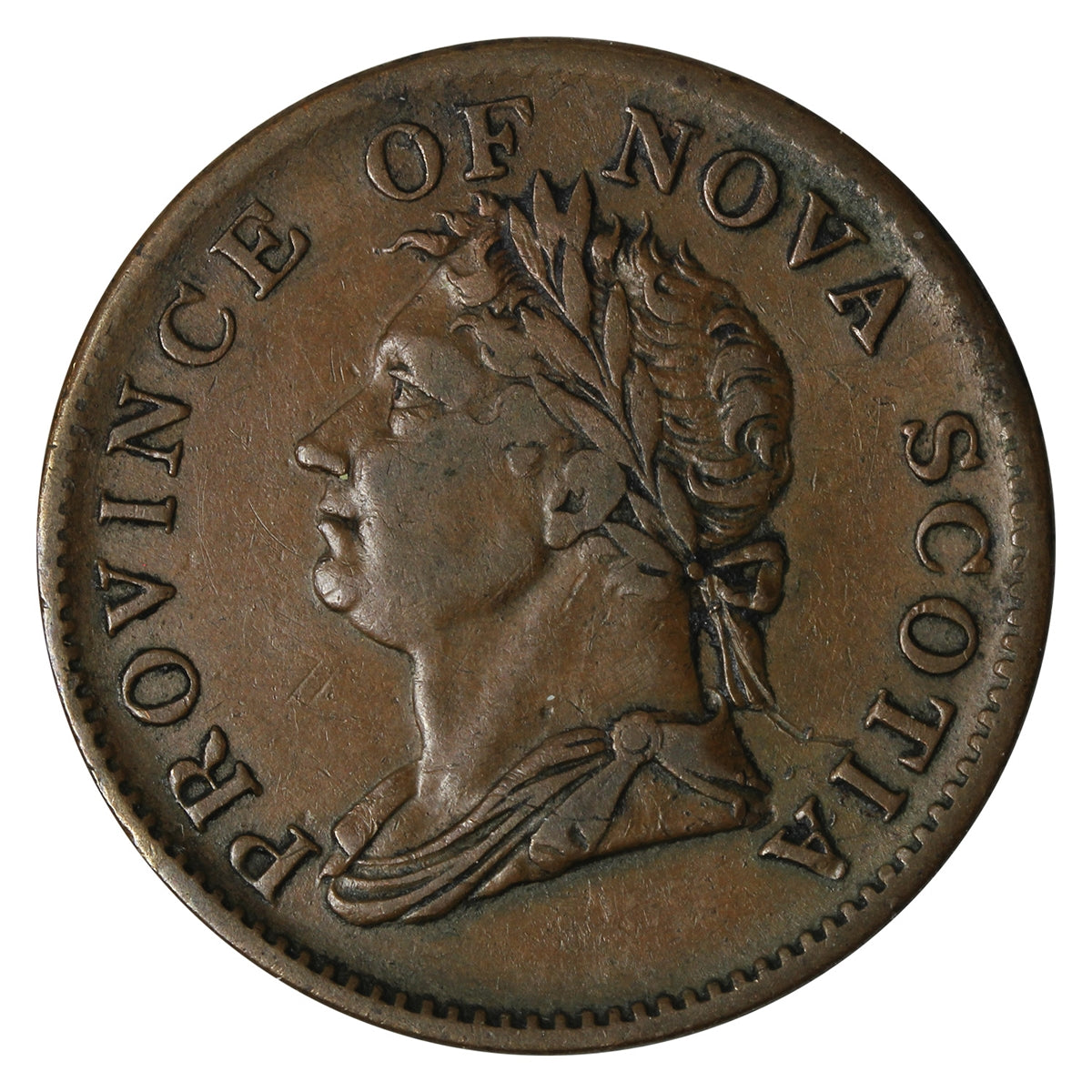 NS-1D2 1832 Nova Scotia George IV Thistle Halfpenny Token Extra Fine (EF40) $