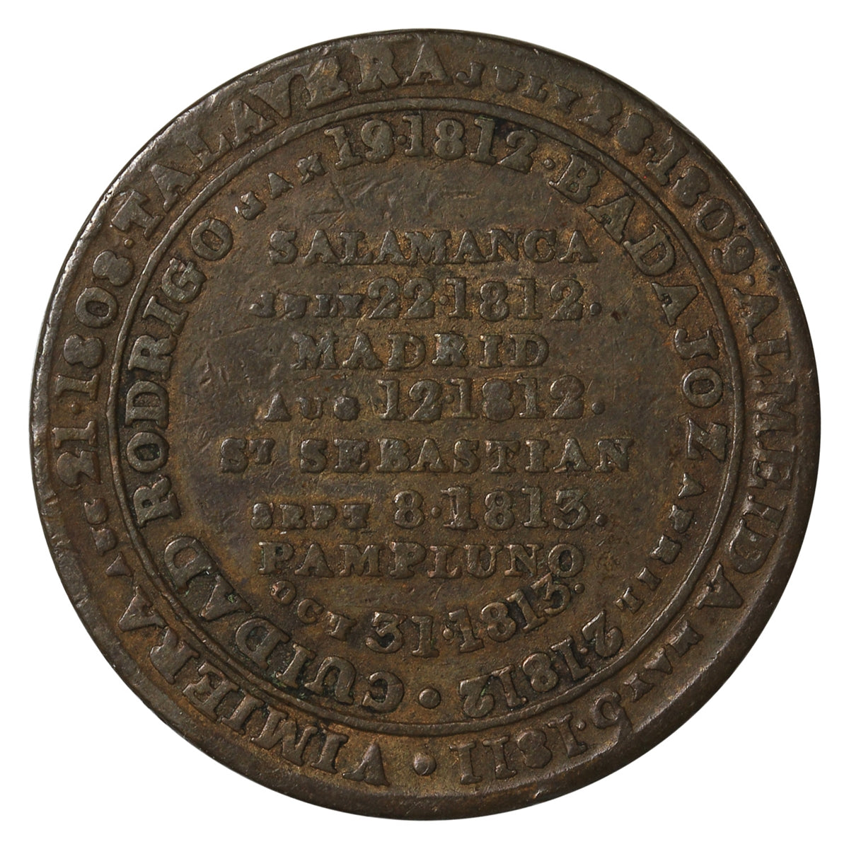 WE-11D2 (1813) Wellington Ciudad Rodrigo Salamanca St. Sebastian Token Very Fine (VF-20) $