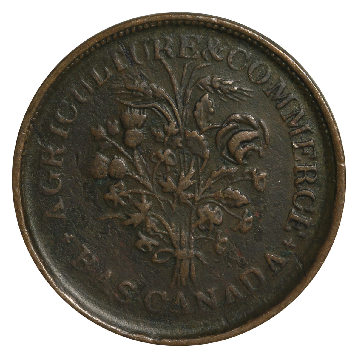 LC-24A1 Lower Canada Un Sou, Agriculture & Commerce Token Very Fine (VF-20)