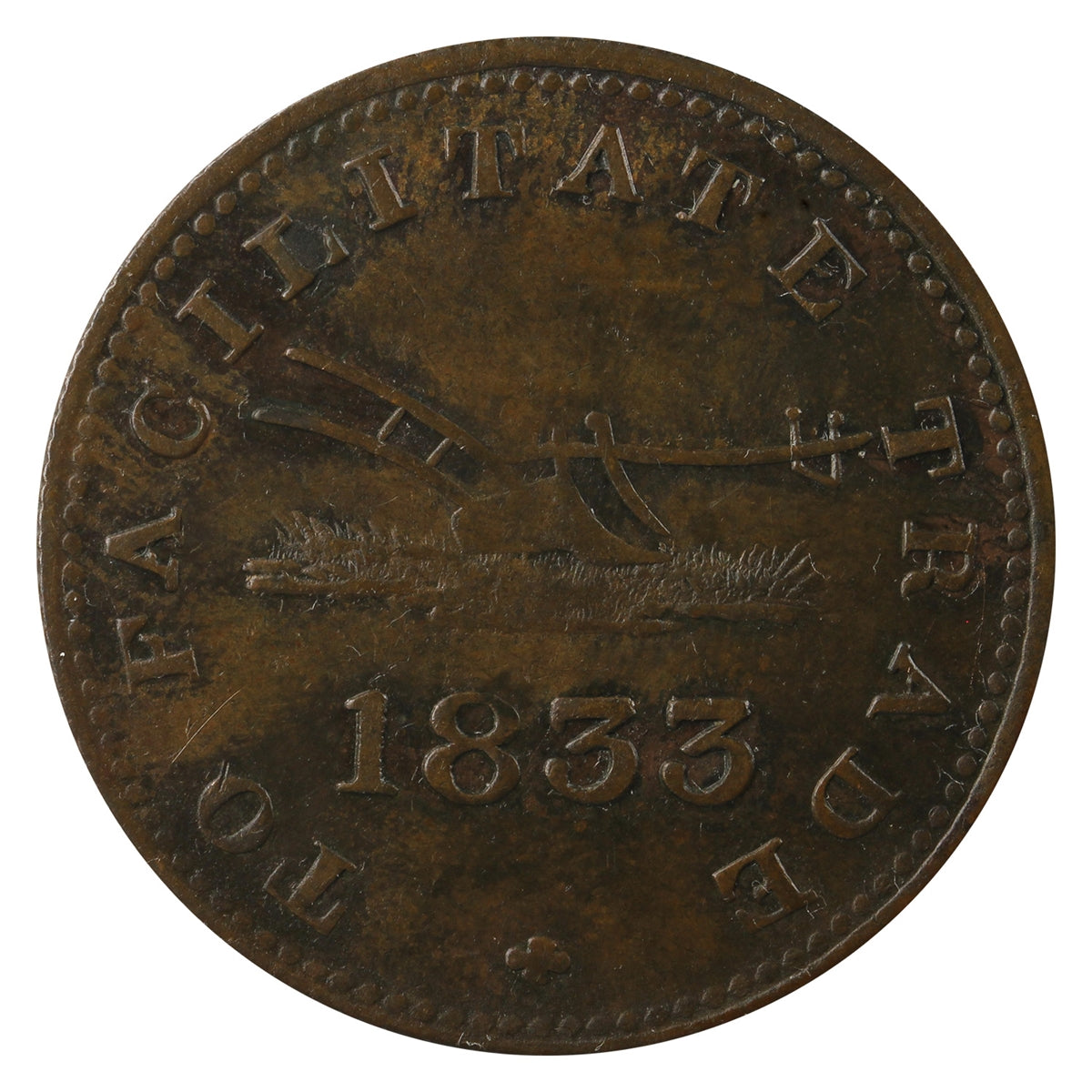 UC-12B2 1833 Upper Canada To Facilitate Trade Half Penny Token VF-EF (VF30) $