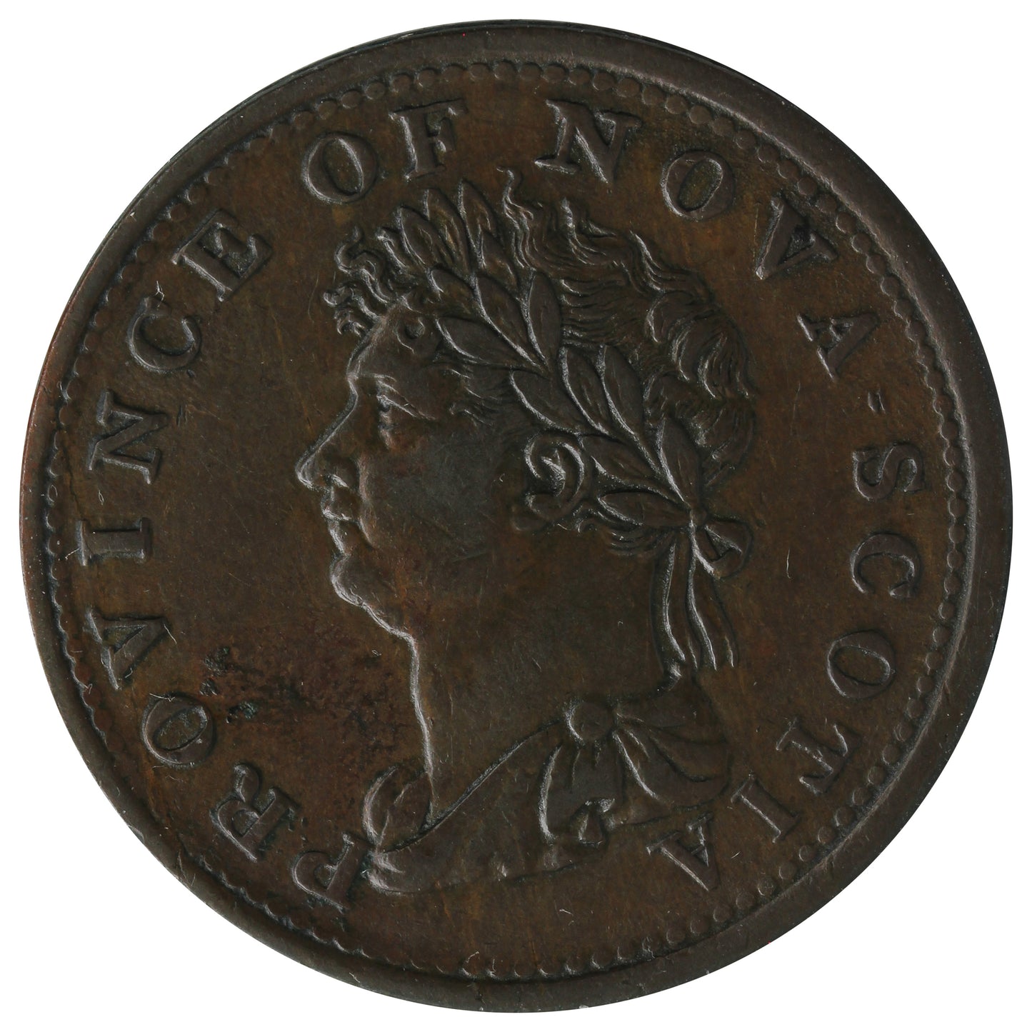 NS-1A3 1823 Nova Scotia George IV Thistle Half Penny Token EF-AU (EF45) $