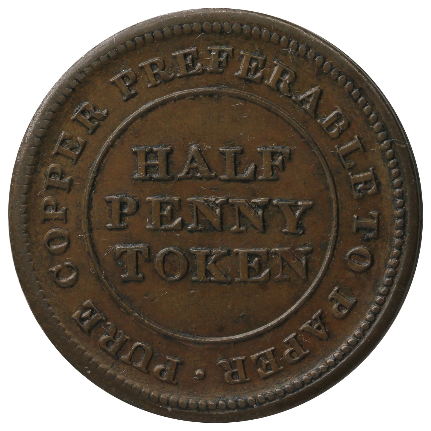 NS-19B2 Nova Scotia Trade & Navigation Half Penny Token Almost Uncirculated (AU50) $