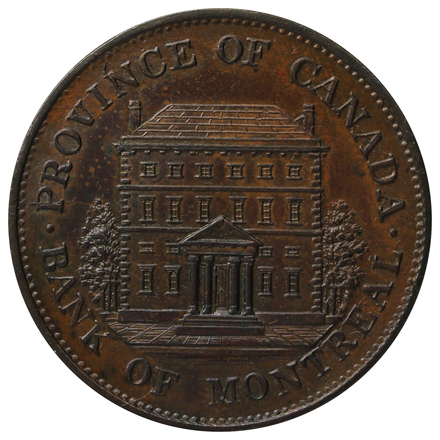 PC-1B3 1844 Province of Canada, Bank of Montreal Half Penny Token Uncirculated (MS60)